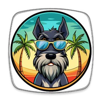 Riesenschnauzer Hunderasse Cartoon Sonnenbrille Strand - Viereckiger Kühlschrankmagnet - Weiß - Vorne