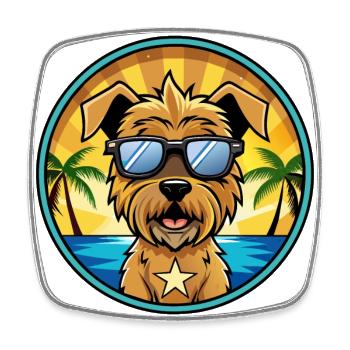 Glen Of Imaal Terrier Chien Race Dessin Animé Lunettes De Soleil - Magnet carré - blanc - Devant