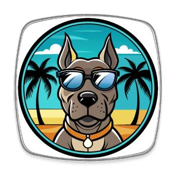 Deutsche Dogge Hunderasse Cartoon Sonnenbrille Strand - Viereckiger Kühlschrankmagnet - Weiß - Vorne
