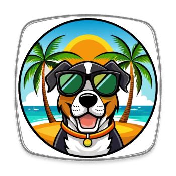 Großer Schweizer Sennenhund Rasse Cartoon Beach - Viereckiger Kühlschrankmagnet - Weiß - Vorne