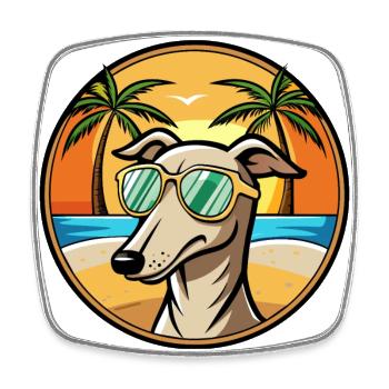 Windhund Hund Rasse Cartoon Sonnenbrille Strand - Viereckiger Kühlschrankmagnet - Weiß - Vorne