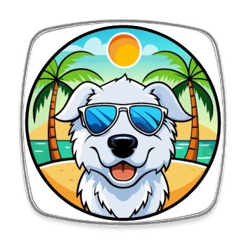 Kuvasz Hunderasse Cartoon Sonnenbrille Strand - Viereckiger Kühlschrankmagnet - Weiß - Vorne