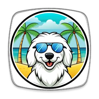 Grandes Pyrénées Chien Race Dessin Animé Lunettes De Soleil Plage - Magnet carré - blanc - Devant