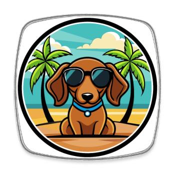 Miniatur Dackel Hund Rasse Cartoon Sonnenbrille - Viereckiger Kühlschrankmagnet - Weiß - Vorne