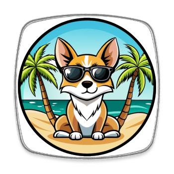 Lunettes de soleil de dessin animé de race de chien Fox Terrier miniature - Magnet carré - blanc - Devant