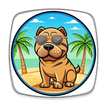 Miniatur Shar Pei Hunderasse Cartoon Sonnenbrille - Viereckiger Kühlschrankmagnet - Weiß - Vorne