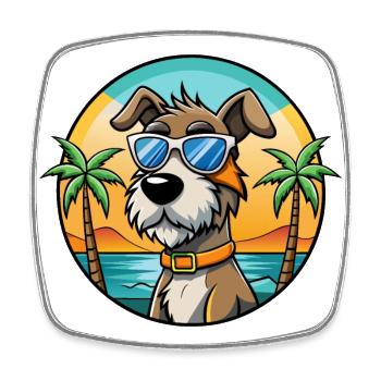 Istrischer Drahthaarhund Hunderasse Cartoon Beach - Viereckiger Kühlschrankmagnet - Weiß - Vorne
