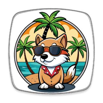 Kai Ken Dog Breed Cartoon Sunglasses Beach - Square fridge magnet - white - Front