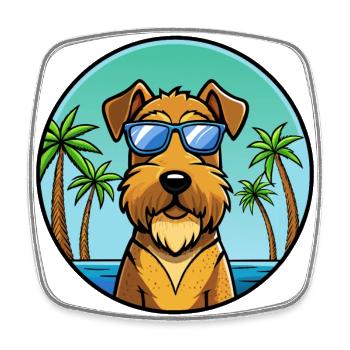 Lakeland Terrier Hunderasse Cartoon Sonnenbrille Strand - Viereckiger Kühlschrankmagnet - Weiß - Vorne
