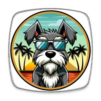 Miniatur Schnauzer Hunderasse Cartoon Sonnenbrille - Viereckiger Kühlschrankmagnet - Weiß - Vorne