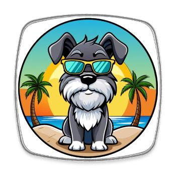 Mittelschnauzer Hunderasse Cartoon Sonnenbrille Strand - Viereckiger Kühlschrankmagnet - Weiß - Vorne