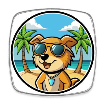 Kanni Chien Race Dessin Animé Lunettes De Soleil Plage - Magnet carré - blanc - Devant