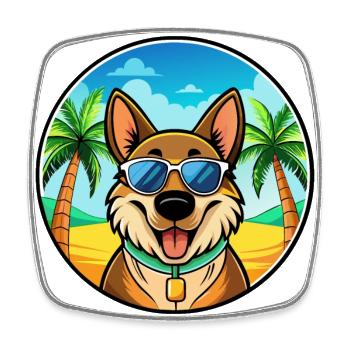 Majorque Berger Chien Race Dessin Animé Lunettes De Soleil Plage - Magnet carré - blanc - Devant