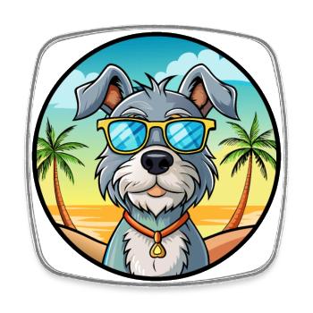Mittelschnauze Hunderasse Cartoon Sonnenbrille Strand - Viereckiger Kühlschrankmagnet - Weiß - Vorne