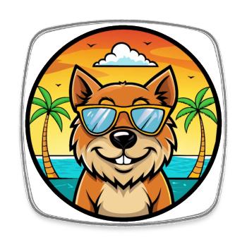 Levesque Dog Breed Cartoon Sunglasses Beach - Square fridge magnet - white - Front