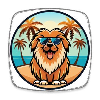 Leonberger Dog Breed Cartoon Sunglasses Beach - Square fridge magnet - white - Front
