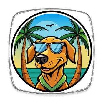 Lithuanian Hound Dog Breed Cartoon Sunglass Beach - Square fridge magnet - white - Front