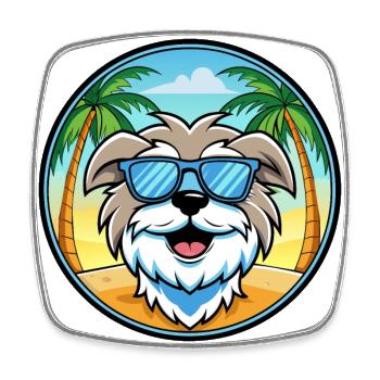 Malteser Hund Rasse Cartoon Sonnenbrille Strand - Viereckiger Kühlschrankmagnet - Weiß - Vorne