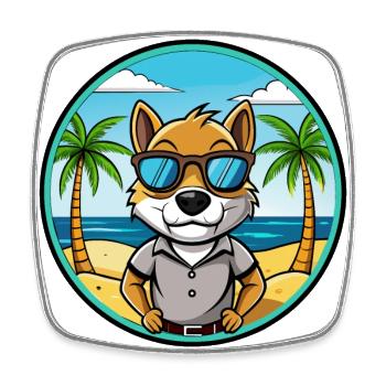 Majorque Ratter Chien Race Dessin Animé Lunettes De Soleil Plage - Magnet carré - blanc - Devant