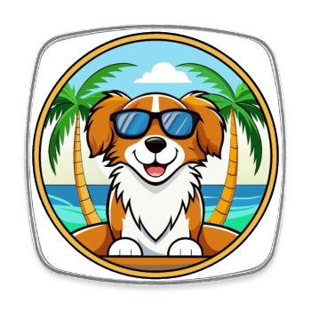 Nederlandse Kooikerhondje Race de chien Cartoon Beach - Magnet carré - blanc - Devant