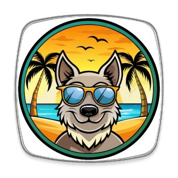 Mudi Chien Race Dessin Animé Lunettes De Soleil Plage - Magnet carré - blanc - Devant