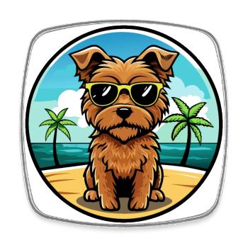 Norfolk Terrier Hunderasse Cartoon Sonnenbrille Strand - Viereckiger Kühlschrankmagnet - Weiß - Vorne