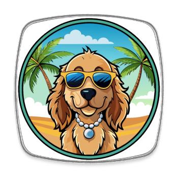 Norfolk Spaniel Hunderasse Cartoon Sonnenbrille Strand - Viereckiger Kühlschrankmagnet - Weiß - Vorne