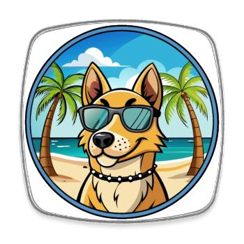 Norwegian Hound Dog Breed Cartoon Sunglasses Beach - Square fridge magnet - white - Front