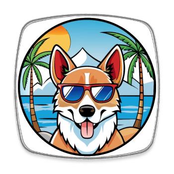 Norwegian Lundehund Dog Breed Cartoon Sunglasses - Square fridge magnet - white - Front