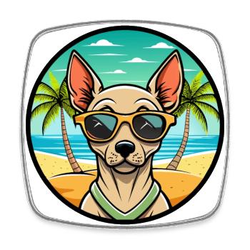 Peruvian Hairless Dog Breed Cartoon Sunglass Beach - Square fridge magnet - white - Front