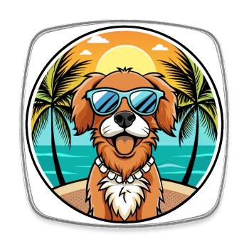 Picardie Spaniel Hund Rasse Cartoon Sonnenbrille Strand - Viereckiger Kühlschrankmagnet - Weiß - Vorne