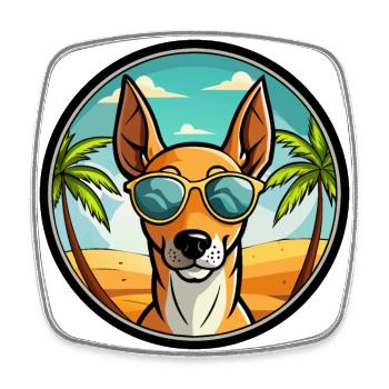 Podenco Ibicenco Chien Race Dessin Animé Lunettes De Soleil Plage - Magnet carré - blanc - Devant