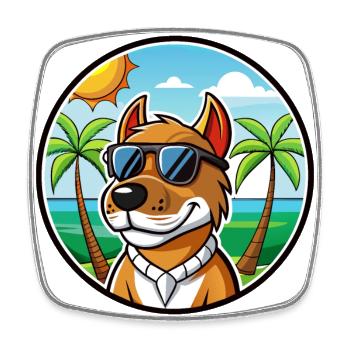 Norwegischer Windhund Dunker Hunderasse Cartoon Strand - Viereckiger Kühlschrankmagnet - Weiß - Vorne