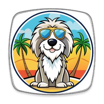 Picardie Schäferhund Rasse Cartoon Sonnenbrille Strand - Viereckiger Kühlschrankmagnet - Weiß - Vorne