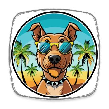 Patterdale Terrier Hunderasse Cartoon Sonnenbrille - Viereckiger Kühlschrankmagnet - Weiß - Vorne