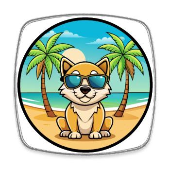 Porcelaine Chien Race Dessin Animé Lunettes De Soleil Plage - Magnet carré - blanc - Devant