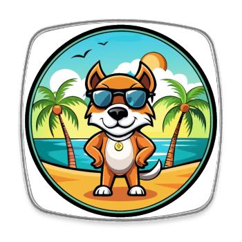 Pointer Dog Breed Cartoon Sunglasses Beach - Square fridge magnet - white - Front