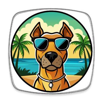 Rhodesian Ridgeback Hunderasse Cartoon Sonnenbrille - Viereckiger Kühlschrankmagnet - Weiß - Vorne