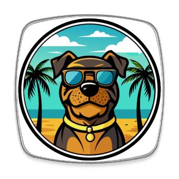 Rottweiler Hund Rasse Cartoon Sonnenbrille Strand - Viereckiger Kühlschrankmagnet - Weiß - Vorne