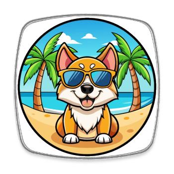 Russian Toy Dog Breed Cartoon Sunglasses Beach - Square fridge magnet - white - Front
