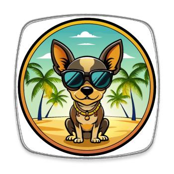 Lunettes de soleil de dessin animé Russian Toy Terrier Dog Breed - Magnet carré - blanc - Devant