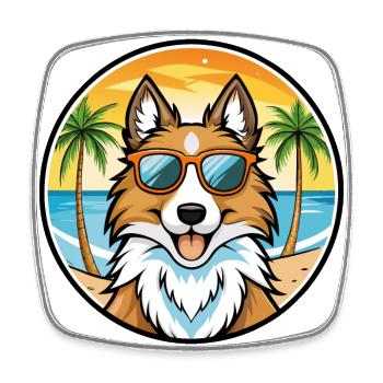 Scotch Collie Hunderasse Cartoon Sonnenbrille Strand - Viereckiger Kühlschrankmagnet - Weiß - Vorne