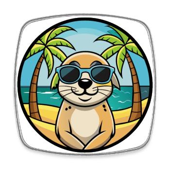 Seskar phoque chien race dessin animé lunettes de soleil plage - Magnet carré - blanc - Devant