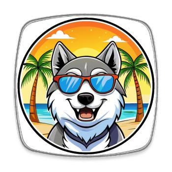 Lunettes de soleil Seppala Siberian Sleddog Breed Cartoon - Magnet carré - blanc - Devant