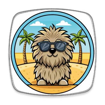 Puli Chien Race Dessin Animé Lunettes De Soleil Plage - Magnet carré - blanc - Devant