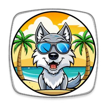Saarloos Wolfdog Rasse Cartoon Sonnenbrille Strand - Viereckiger Kühlschrankmagnet - Weiß - Vorne