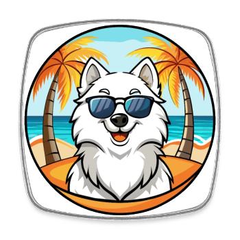 Samojede Hunderasse Cartoon Sonnenbrille Strand - Viereckiger Kühlschrankmagnet - Weiß - Vorne