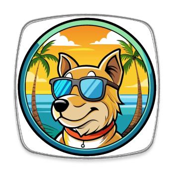 Sapsali Dog Breed Cartoon Sunglasses Beach - Square fridge magnet - white - Front