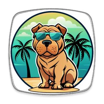 Shar Pei Hunderasse Cartoon Sonnenbrille Strand - Viereckiger Kühlschrankmagnet - Weiß - Vorne