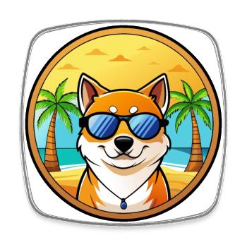 Shiba Inu Chien Race Dessin Animé Lunettes De Soleil Plage - Magnet carré - blanc - Devant